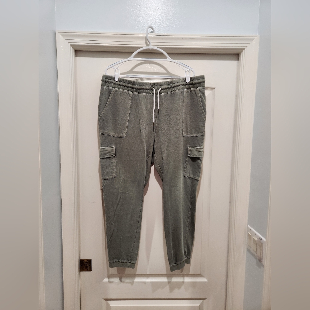 Women's Olive Cargo Jogger Pants - Drawstring Waist